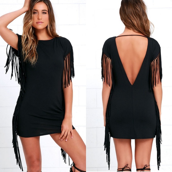backless fringe dress